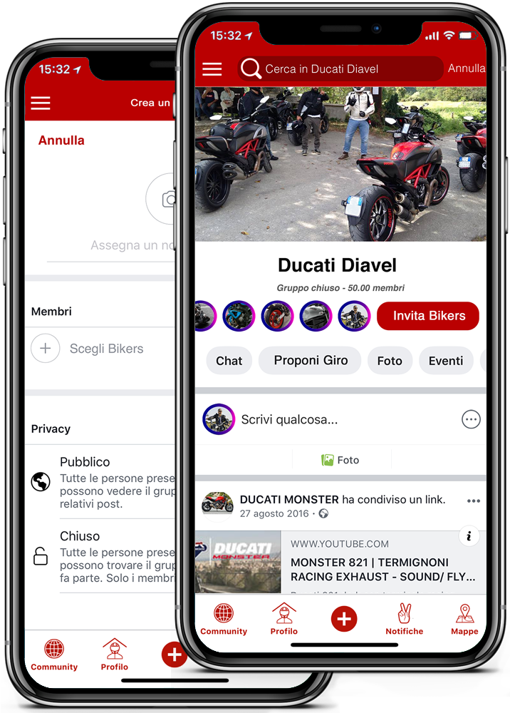 Crea gruppi, eventi e raduni
